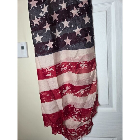 USA Flag Printed Sheer Wrap Scarf for Women Lightweight Patriotic Shawl - Picture 4 of 8